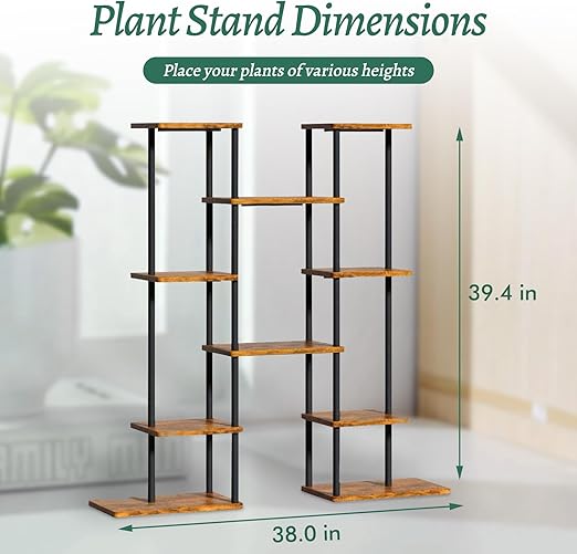 Plant Stand with Grow Light 6 Tiered Indoor Plant Shelf Flower Stand for Living Room, Balcony, Garden, Patio (10 pots)