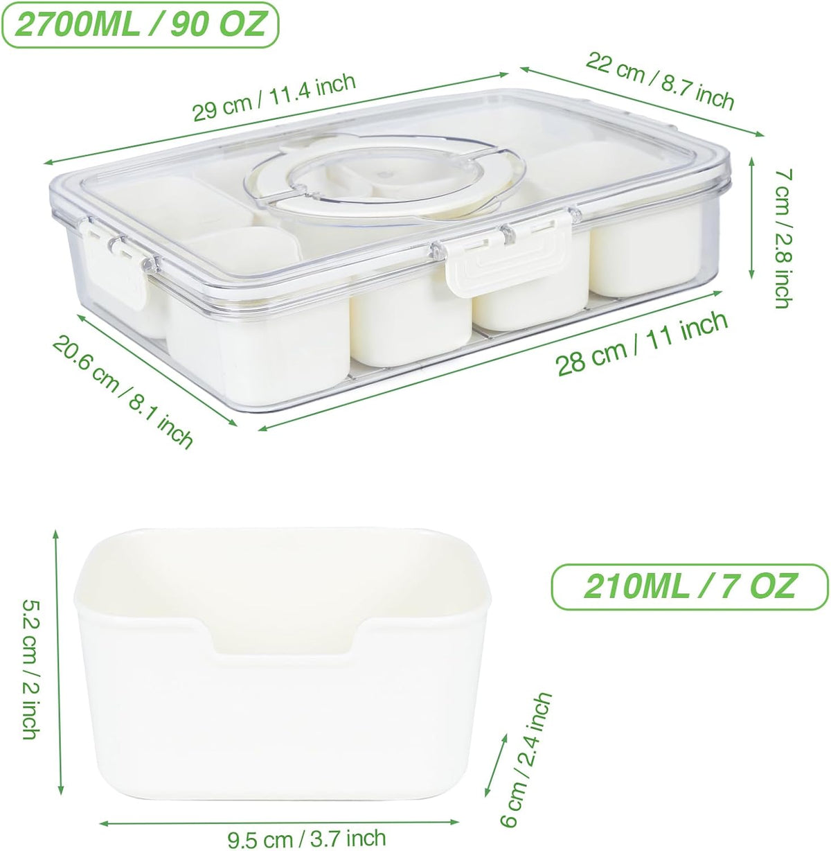 Snackle Box 8 Compartment Snack Container for Travel Road Trips