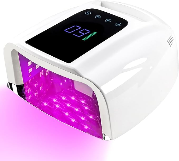 96W Rechargeable UV LED Nail Lamp, Portable Cordless UV Light for Nails with LCD Display Auto Sensor, 4 Timer Setting and Smart Sensor Nail Dryer,Nail Cure Light with Removable Bottom