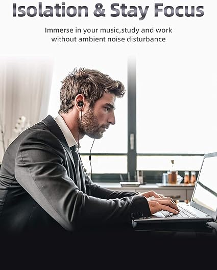 Wired Earphones in-Ear Earbud Headphones with Microphone, Bluedio Li Pro Noise Isolating Headphones Volume Control for PC Laptop with 7.1 Channel Sound Card Driver for All 3.5mm Interface Devices