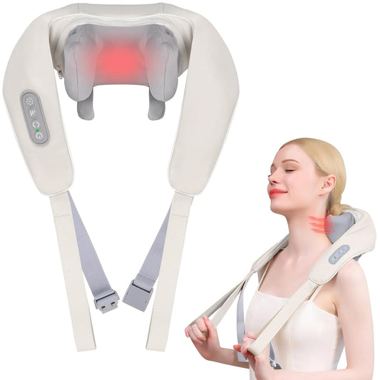 Neck Massager with Heat, Shiatsu Deep Tissue Kneading with 6D Massage Nodes