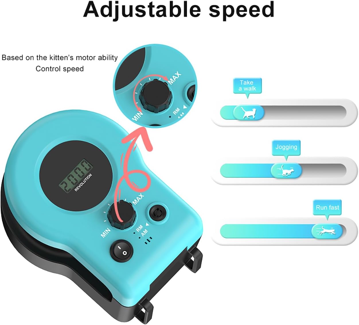 Cat Toys for Indoor Cats,New Cat Treadmill,Automatic/Remote Control cat Toys, Adjustable Speed Simulated Cat Hunting Toys