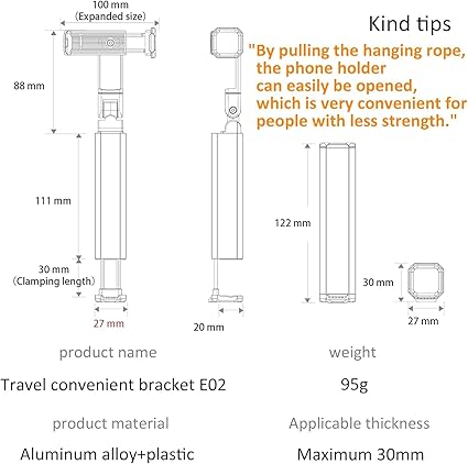 Airplane Phone Holder Mount - Portable Foldable Travel Essentials with 360 Degree Rotation Cell Phone Stand for Desk,Bed,Plane Travel, Treadmill