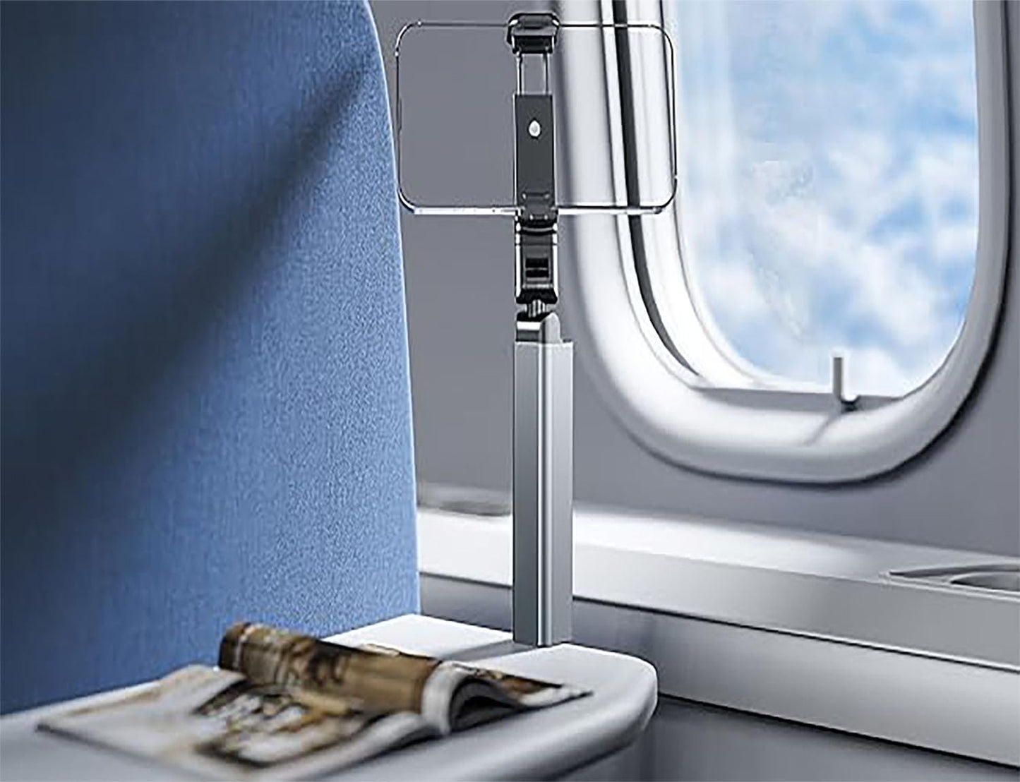 Airplane Phone Holder Mount - Portable Foldable Travel Essentials with 360 Degree Rotation Cell Phone Stand for Desk,Bed,Plane Travel, Treadmill