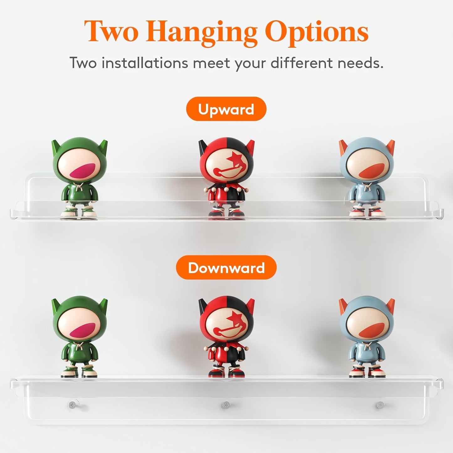 Lifewit Floating Shelves Wall Mounted, 15" Clear Acrylic Organizer, Plastic Wall Decor