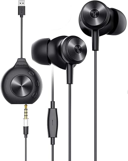 Wired Earphones in-Ear Earbud Headphones with Microphone, Bluedio Li Pro Noise Isolating Headphones Volume Control for PC Laptop with 7.1 Channel Sound Card Driver for All 3.5mm Interface Devices