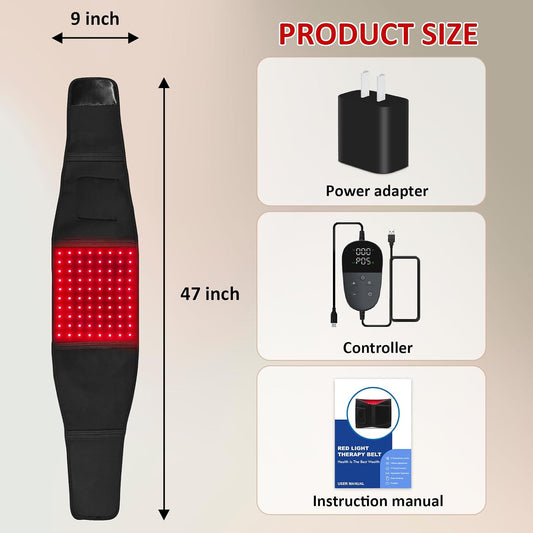 Red Light Belt, 3 in 1 Chip, 80 PCS LEDs, 47 Inches*9 Inches Red Light Waistbelt with Cord and Timer for Home/Office/Travel