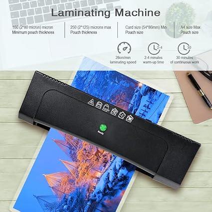 Laminator 9-inch Thermal Laminator with Laminating Sheets 10pcs, with Paper Cutter and Corner Rounder,with 2-Min Faster Preheat,Mini Personal Lamination Machine withr for Teacher Home