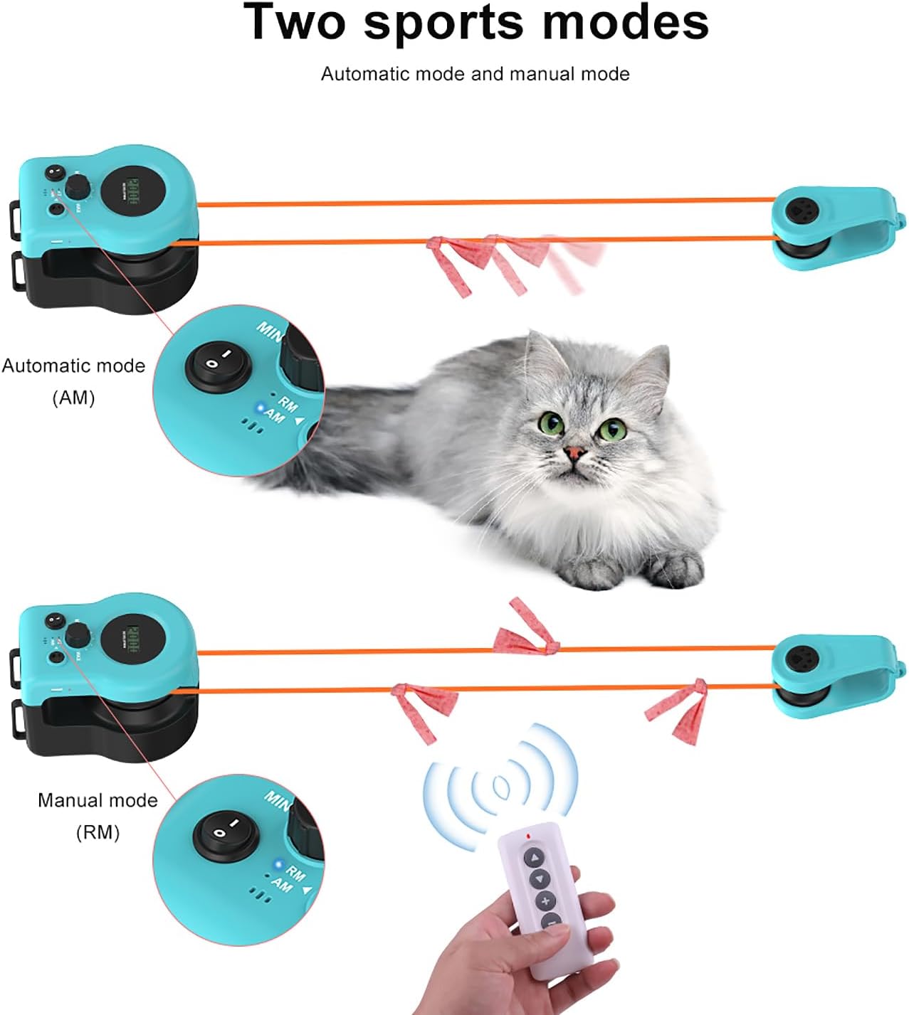 Cat Toys for Indoor Cats,New Cat Treadmill,Automatic/Remote Control cat Toys, Adjustable Speed Simulated Cat Hunting Toys