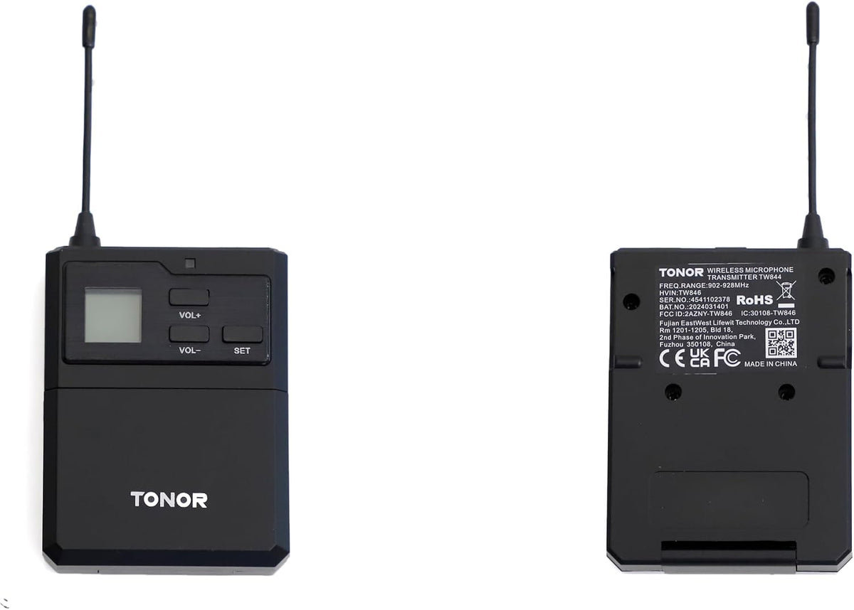 TONOR UHF Wireless Microphones System with Bodypack Transmitter, Headset/Lavalier Lapel Mics, Receiver, 4 * 10 Channels, 295ft Range for Karaoke, Singing, Church, Party, PA Speaker Mixer Recording