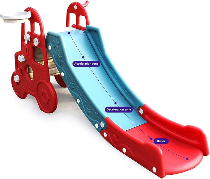 Ealing Baby 3-in-1 Toddler Climbing Slide with Basketball Hoop Red and Blue