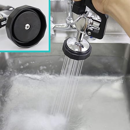 Commercial Kitchen Faucet Wall Mount with Pre-Rinse Sprayer 26" Height Wall Mount Kitchen Sink Faucet 4 to 8 Inch Center with Coiled Spring Pull Down Spray & 12" Add-on Swing Spout Faucet