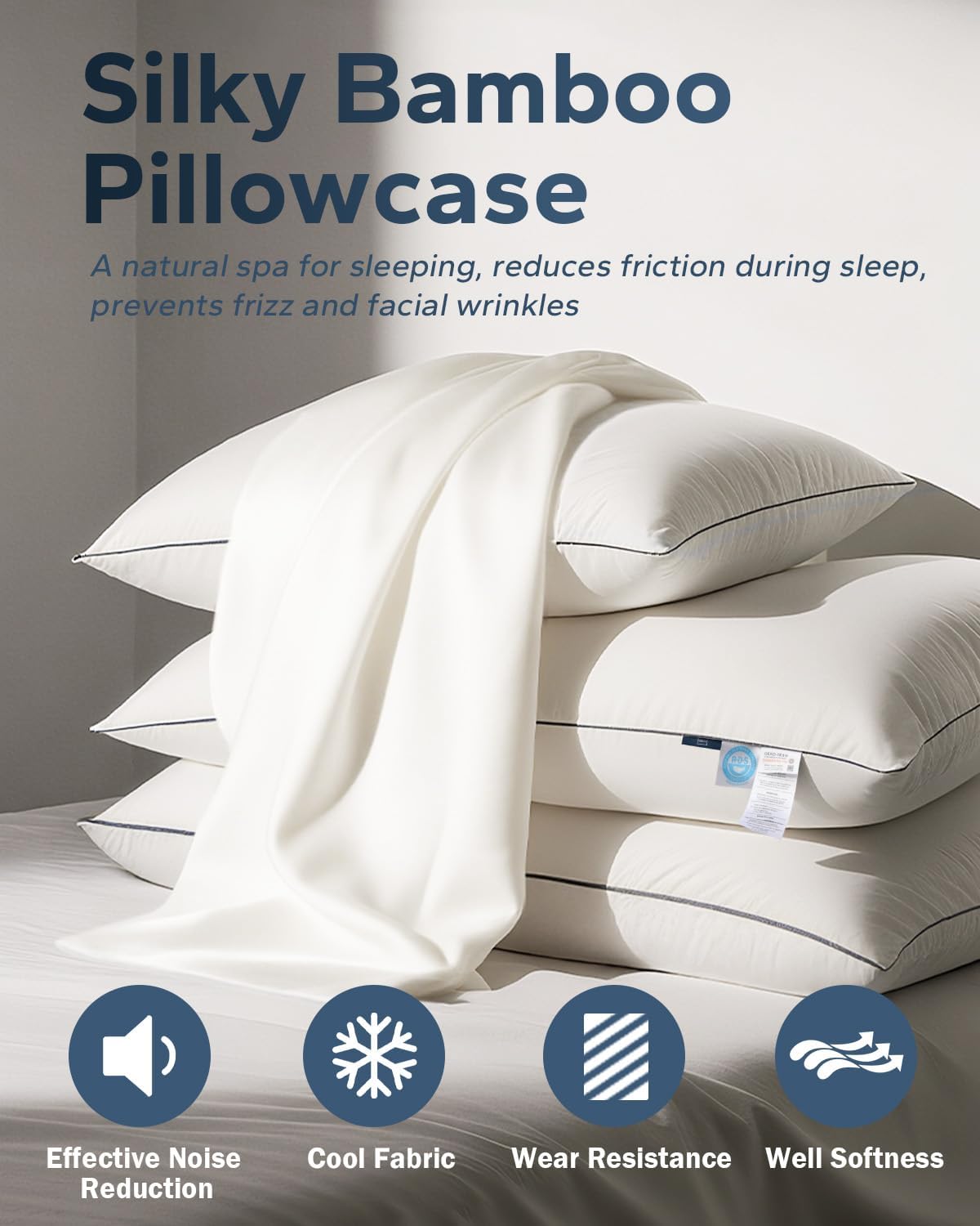 Goose Down Pillow for Sleeping, Hotel Collection 750 Fill Power Standard Pillow with Pillowcase, Luxury Bed Pillow for Back, Side & Stomach Sleepers, 1 Pack, 20 x 26 Inch