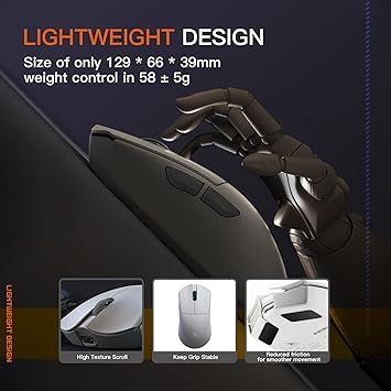 Darmoshark M3 Wireless Gaming Mouse,Tri-Mode 2.4G/USB-C/Bluetooth Mouse Up to 26000DPI,PAW3395 optical sensor Lightweight 58g,5 programmable button 500MAh Battery Life,Computer Mouse for Laptop,PC,Mac