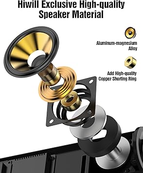 Hiwill 4.1声道杜比全景声条形音箱，300瓦电视条形音箱，带低音炮、2个前置环绕扬声器，3D环绕声系统，可调节低音和高音，家庭影院音响系统，HiElite A41