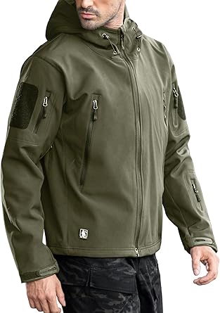 FREE SOLDIER Men's Outdoor Waterproof Soft Shell Hooded Military Tactical Jacket