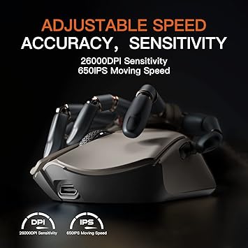 Darmoshark M3 Wireless Gaming Mouse,Tri-Mode 2.4G/USB-C/Bluetooth Mouse Up to 26000DPI,PAW3395 optical sensor Lightweight 58g,5 programmable button 500MAh Battery Life,Computer Mouse for Laptop,PC,Mac