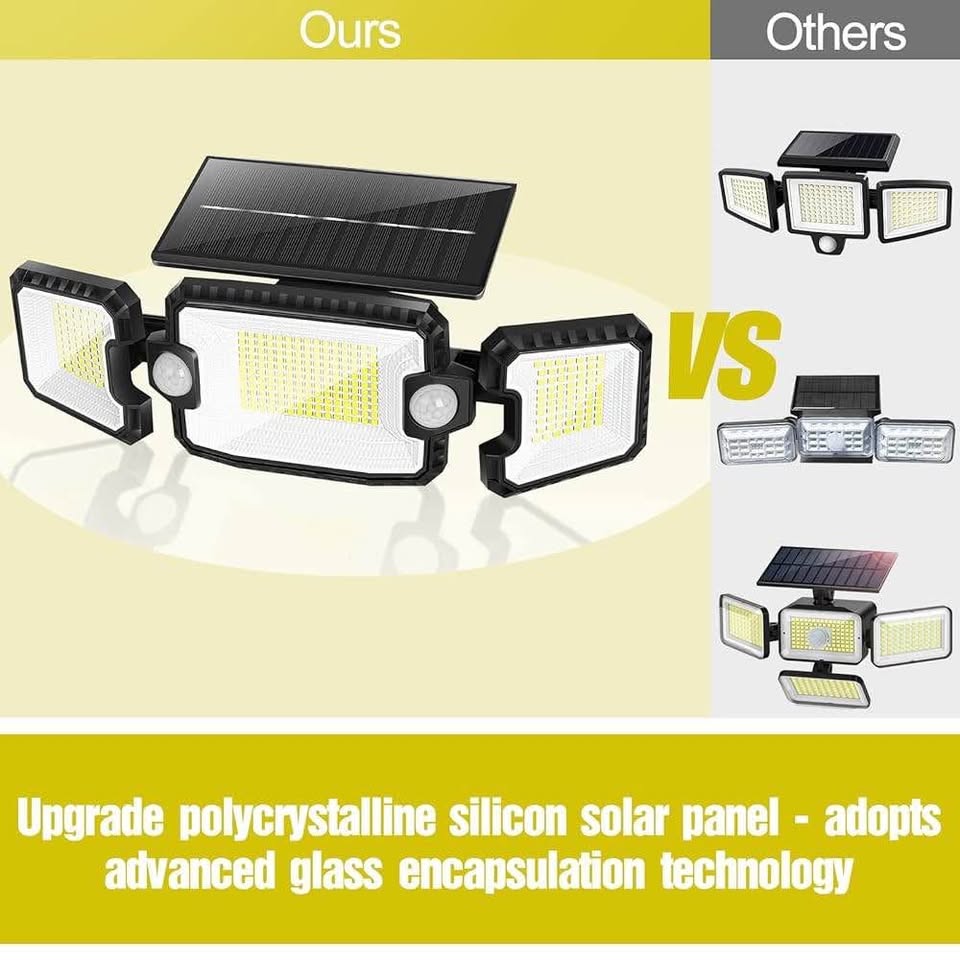 Solar Outdoor Lights with 2 Motion Sensor - 180° Wide Angle Detect Area, 305 LED Dusk to Dawn Outdoo