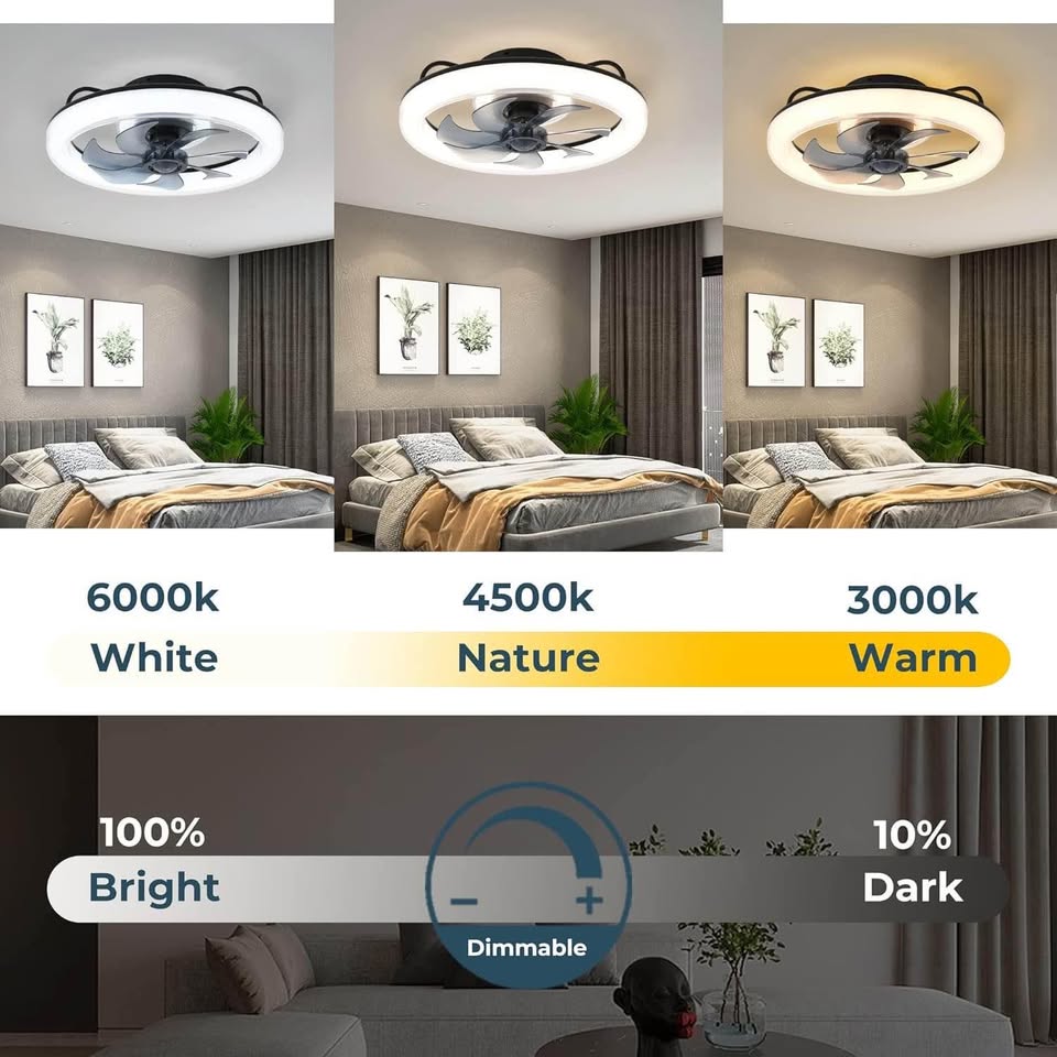 Voice Control, Compatible with Alexa, Google & Siri smart Ceiling Fans with Lights, 20''