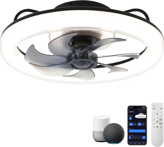 Voice Control, Compatible with Alexa, Google & Siri smart Ceiling Fans with Lights, 20''