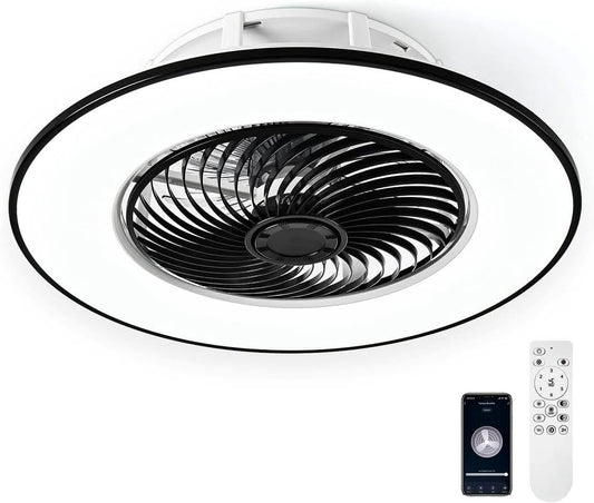 Ceiling Fan with Light Modern Bladeless Ceiling Fan with Remote Control Smart LED Dimmable Lighting