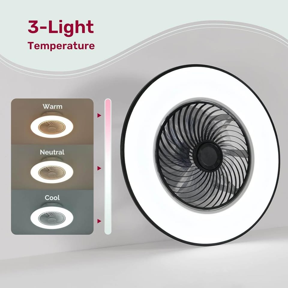 Ceiling Fan with Light Modern Bladeless Ceiling Fan with Remote Control Smart LED Dimmable Lighting
