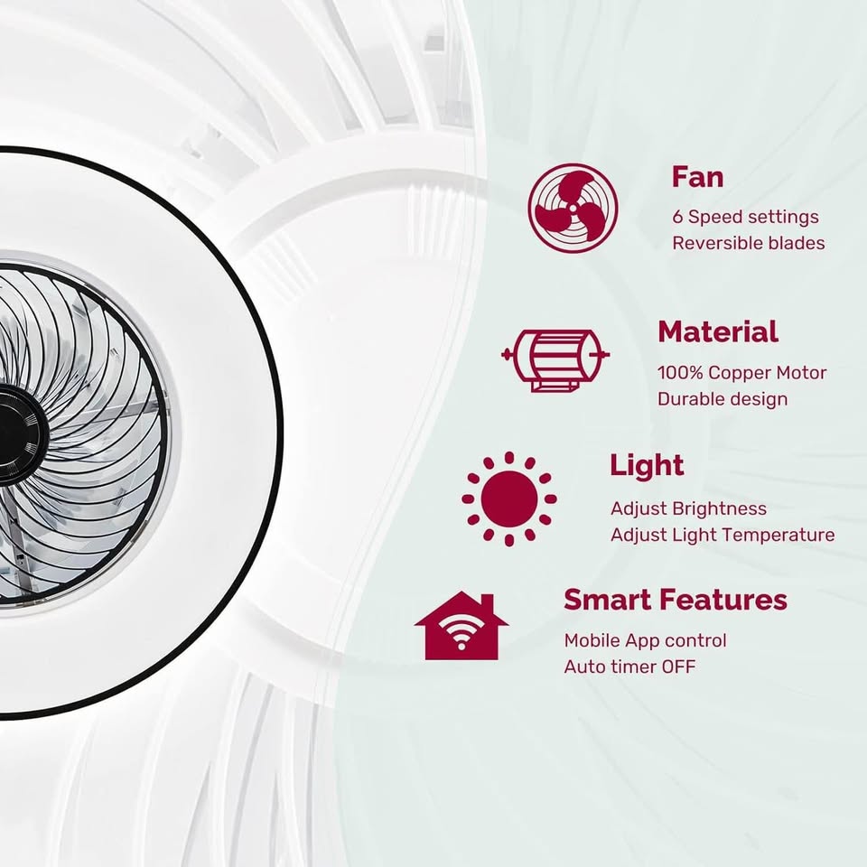 Ceiling Fan with Light Modern Bladeless Ceiling Fan with Remote Control Smart LED Dimmable Lighting