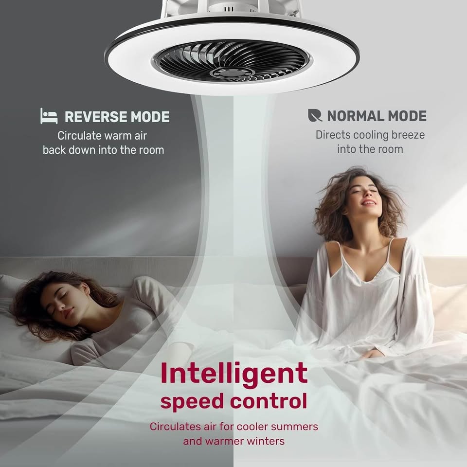 Ceiling Fan with Light Modern Bladeless Ceiling Fan with Remote Control Smart LED Dimmable Lighting