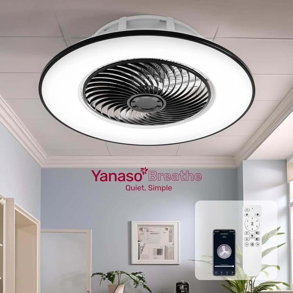 Ceiling Fan with Light Modern Bladeless Ceiling Fan with Remote Control Smart LED Dimmable Lighting