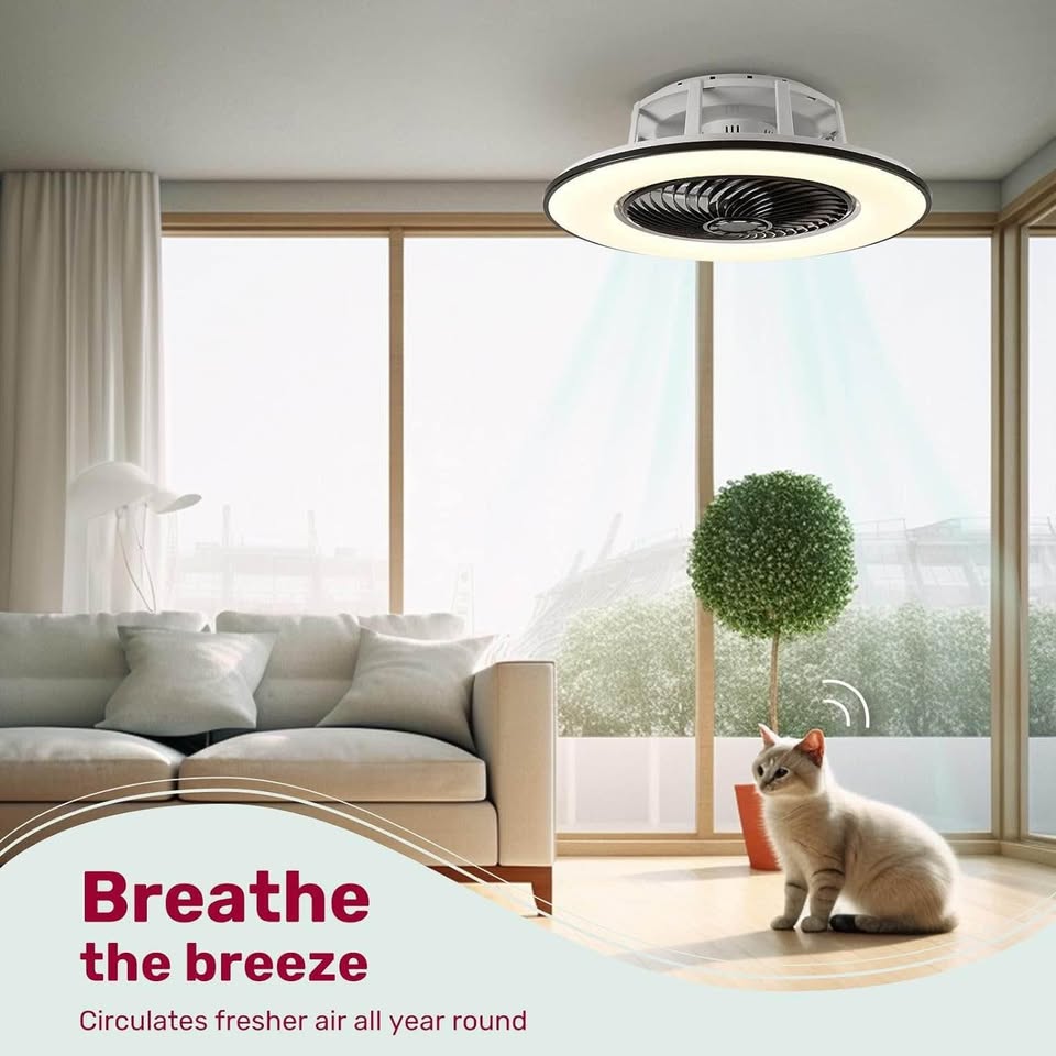 Ceiling Fan with Light Modern Bladeless Ceiling Fan with Remote Control Smart LED Dimmable Lighting