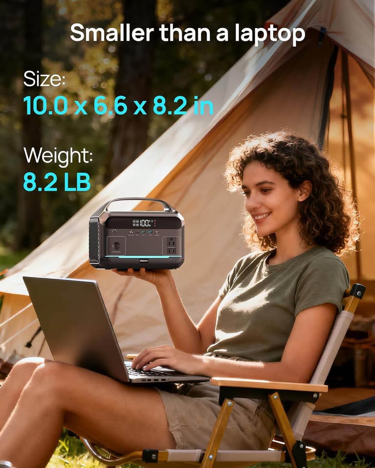 Portable Power Station 600W Surge, 288Wh (90,000mAh) LiFePO4 Battery, Power Bank with AC Outlet, Min