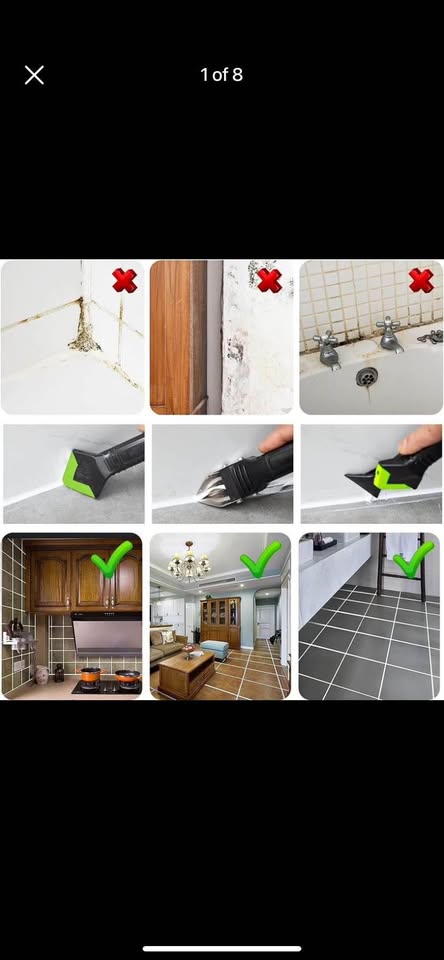 5-in-1 Silicone Caulking Tool with Grout Scraper, 6 Exchangeable Silicone Pads