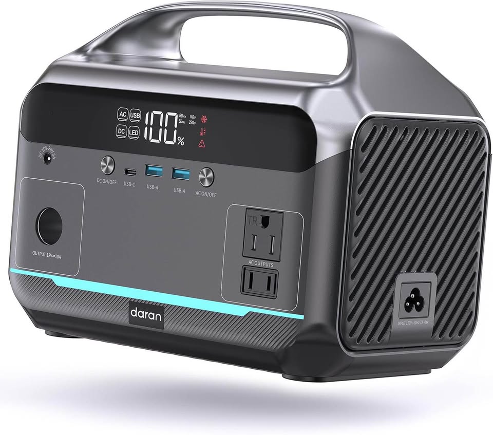 Portable Power Station 600W Surge, 288Wh (90,000mAh) LiFePO4 Battery, Power Bank with AC Outlet, Min