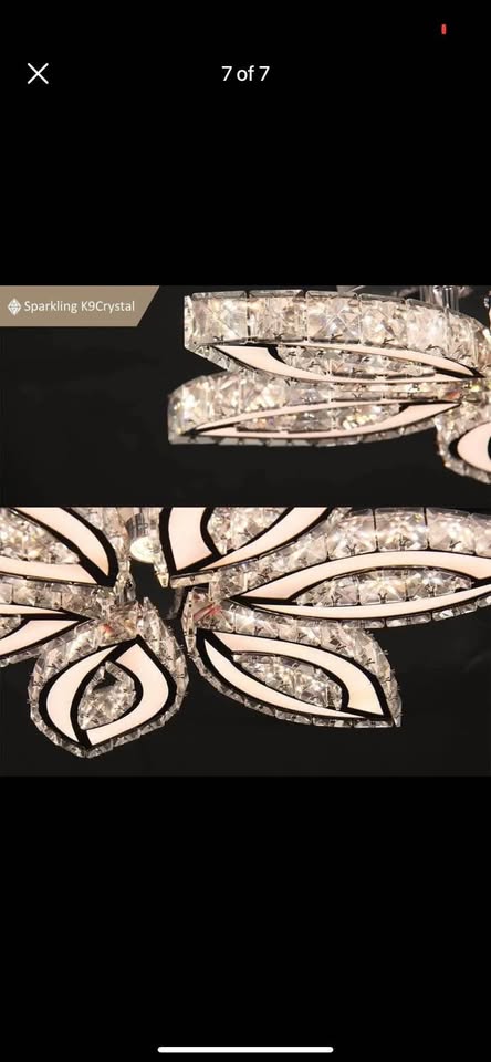 CLAIRDAI 20" Crystal Chandelier Flush Mount Ceiling Light Fixture Modern LED Chandelier Acrylic Crys