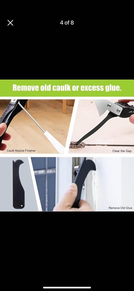 5-in-1 Silicone Caulking Tool with Grout Scraper, 6 Exchangeable Silicone Pads