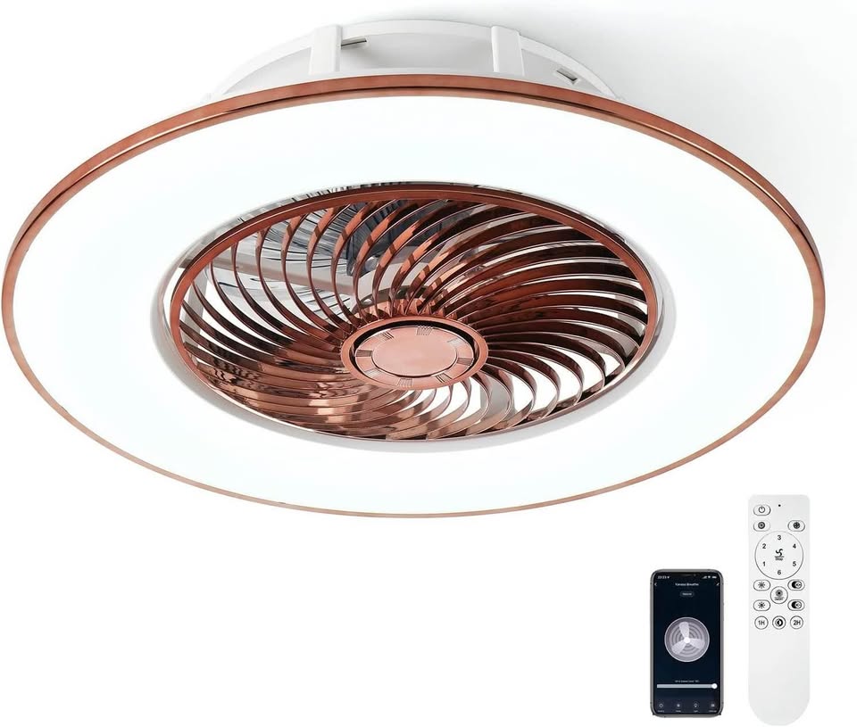 Ceiling Fan with Light Modern Bladeless Ceiling Fan with Remote Control Smart LED Dimmable Lighting