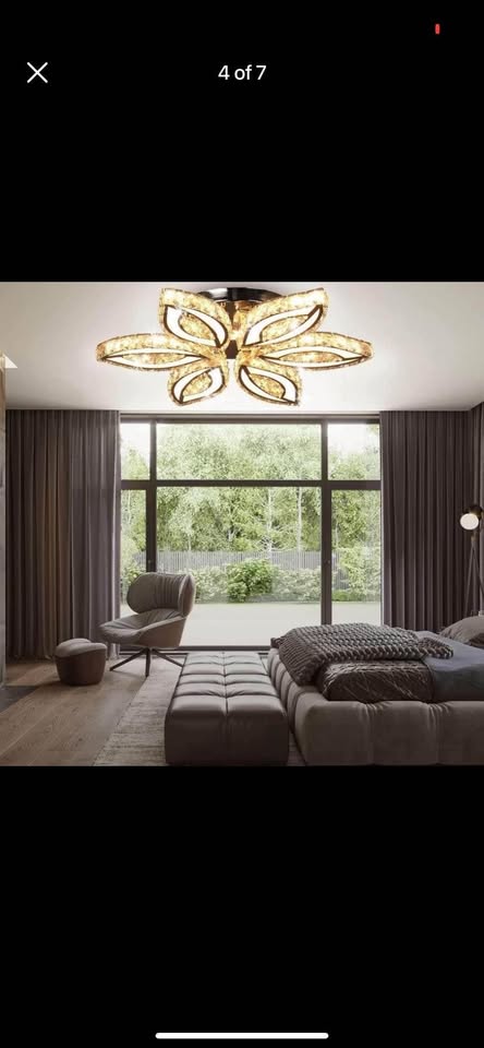 CLAIRDAI 20" Crystal Chandelier Flush Mount Ceiling Light Fixture Modern LED Chandelier Acrylic Crys