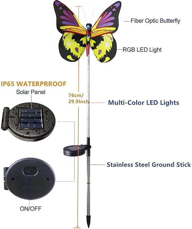 3 Pack Garden Solar Lights Outdoor, Multi-Color Changing Solar Powered LED Garden Lights, Waterproof