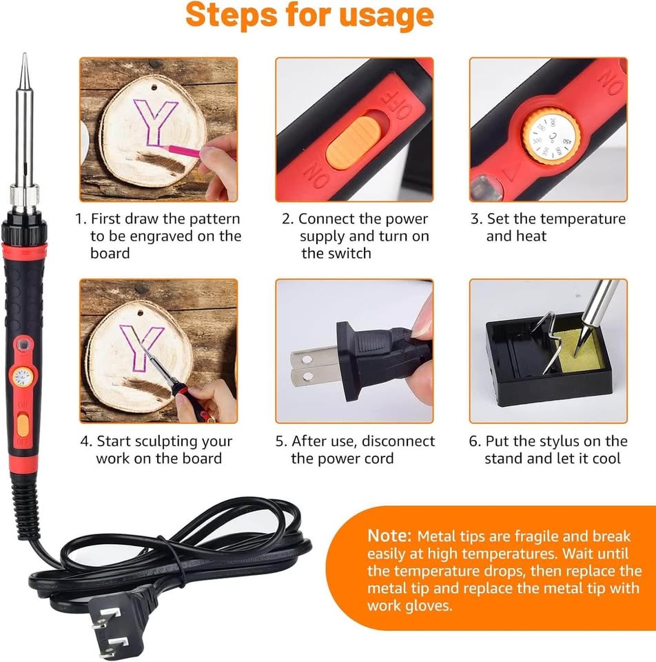 New ❤️ 117pcs Wood Burning Kit with Adjustable Temperature from 200~450 ℃ for Embossing, Carving and