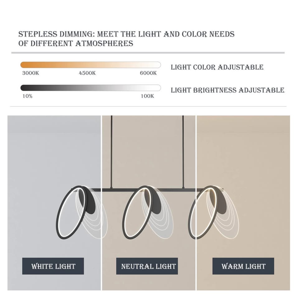 Jaycomey Modern Pendant Light Fixtures, Dimmable 3-Light Kitchen Island Linear Pendant Lighting LED