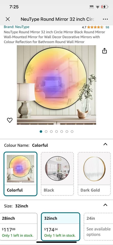 NeuType Round Mirror 32 inch Circle Mirror Black Round Mirror Wall-Mounted Mirror for Wall Decor Dec