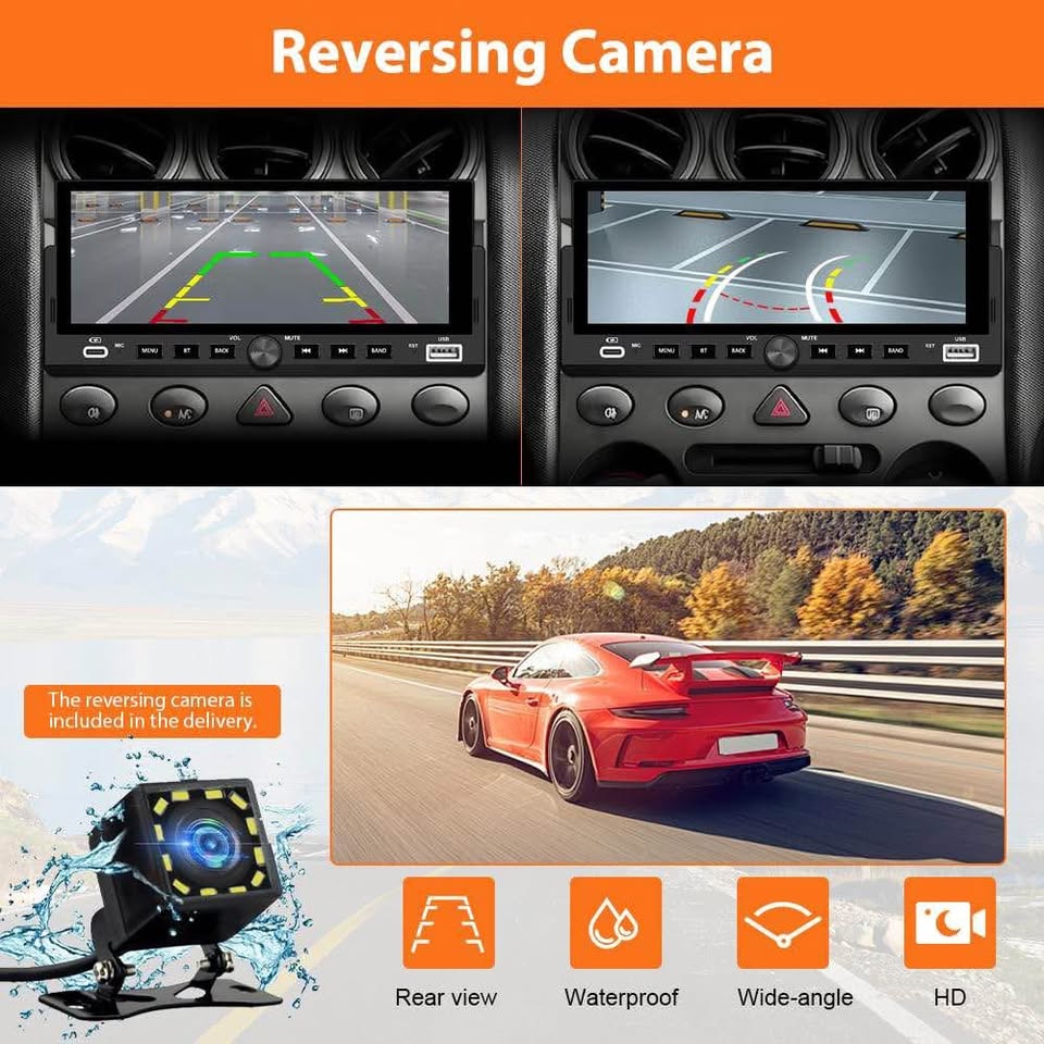 Pyniro Single Din Car Stereo, 6.86 Inch CarPlay & Android Auto HD IPS Touchscreen Radio with Bluetooth