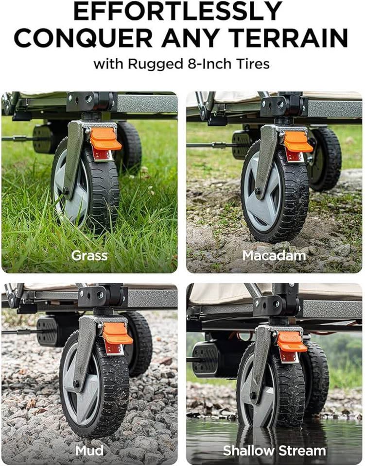 Litheli Electric Utility Wagon - Powered Cart with Foldable Design, 0.6~1.3m/s Speeds, 300lbs