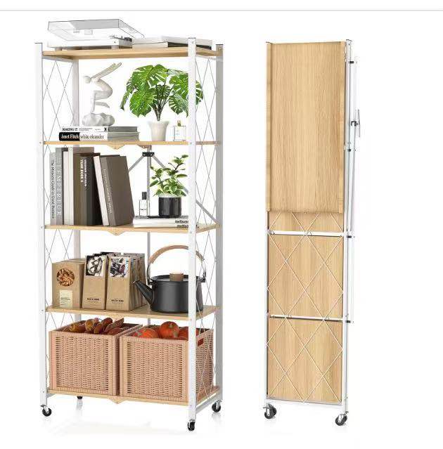 Brand New Modern 5-Tier Foldable Rolling Storage Rack