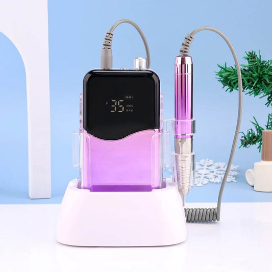 Brushless 85w 35000RPM Gradient Color Handle Rechargeable Nail Drill Portable Desktop Base Cordless