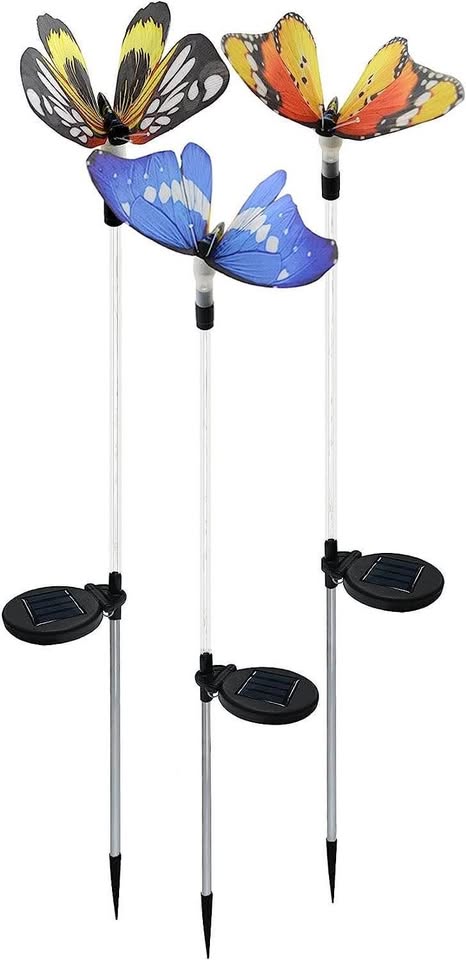 3 Pack Garden Solar Lights Outdoor, Multi-Color Changing Solar Powered LED Garden Lights, Waterproof