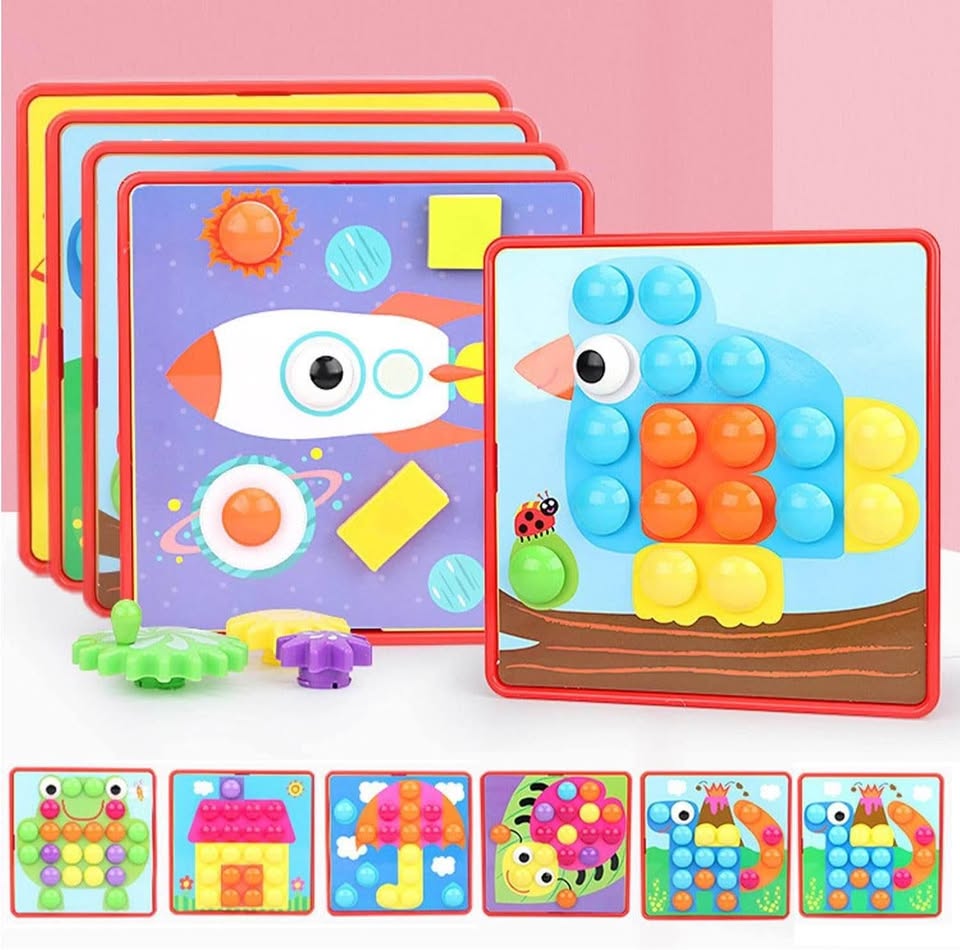 Button Nail - Button Art Toys - Toddler Activities Crafts Color Matching Early Learning Educational