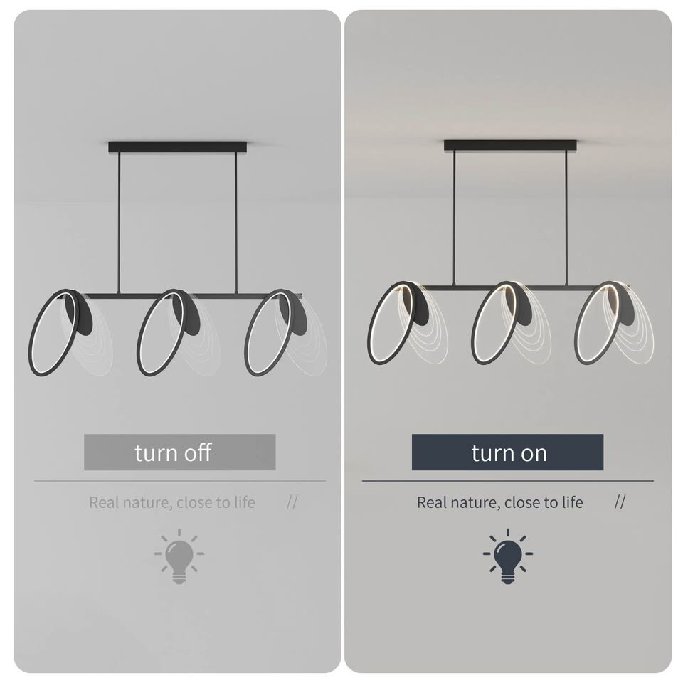 Jaycomey Modern Pendant Light Fixtures, Dimmable 3-Light Kitchen Island Linear Pendant Lighting LED