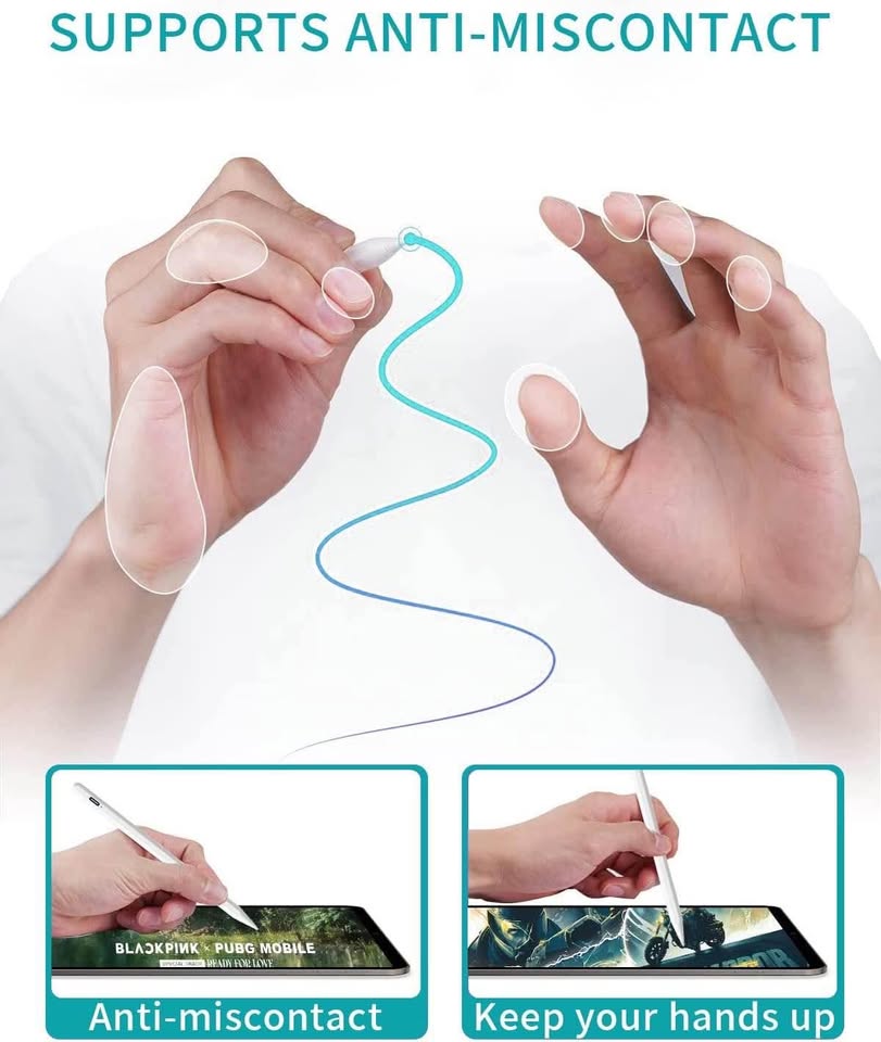 Stylus Pencil for iPad with Palm Rejection,No Bluetooth Required,Tilt Sensitivity,High Precision,Mag