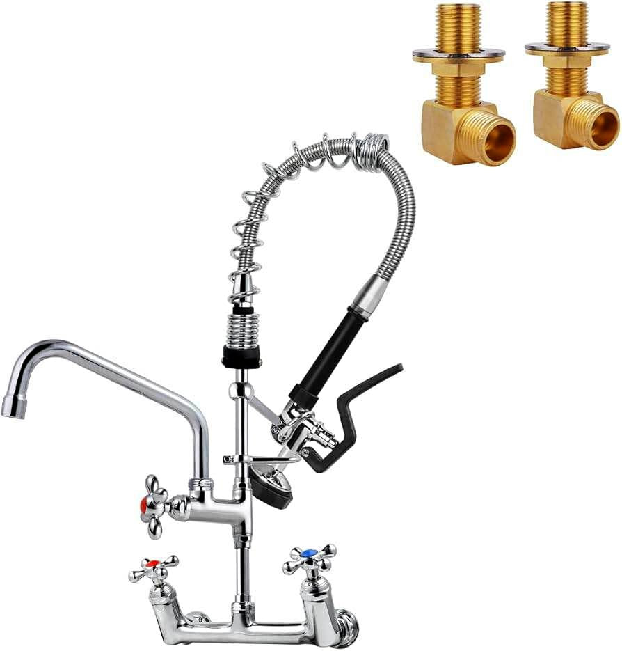 Brand new Commercial Sink Faucet Pre Rinse Device 8 Inch Wall Mount Faucet, Restaurant Faucet 26 Inc
